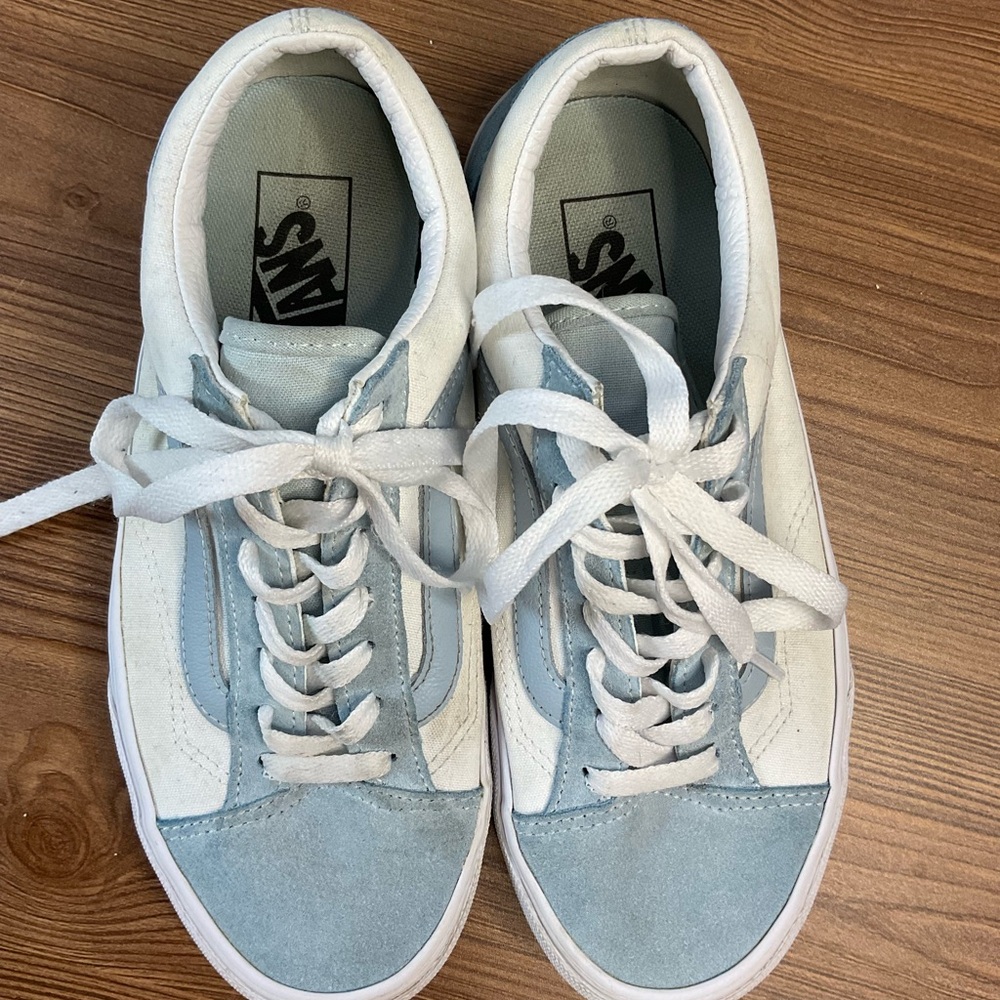 Vans Blue and White Sneakers women's size 7
